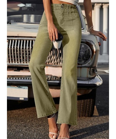 Womens High Waisted Flare Bell Bottom Jeans Bootcut Casual Denim Pants Green $21.92 Jeans