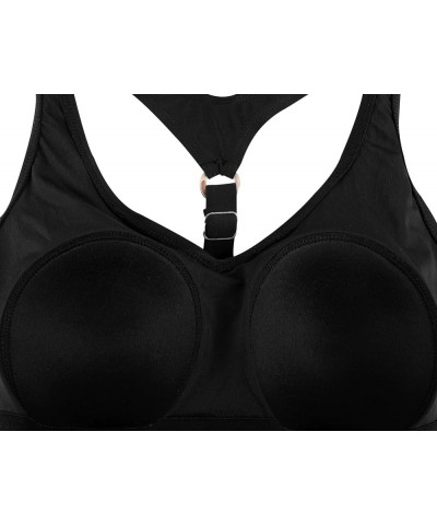 Two Piece Halter Tankini Bathing Suits for Women V Neck Tummy Control Swimsuit T Back Tanking Swimwear Black $20.64 Swimsuits