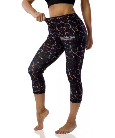 Pattern Printed Capri Leggings with Pockets for Women Tummy Control Workout Yoga Capris Colorful Crack 1-1 $10.71 Leggings