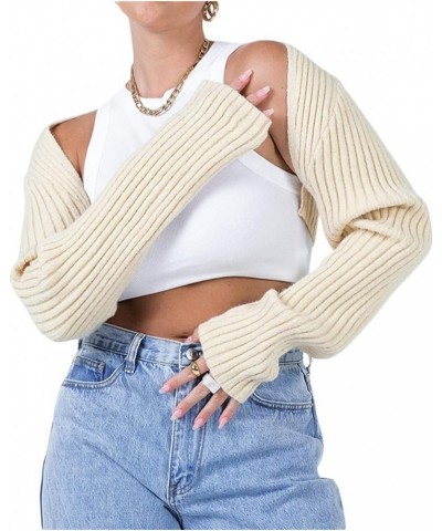 Women Y2K Knitted Crop Tops Color Block Patchwork Sweaters Long Sleeve Crochet Coverup Trendy Autumn Streetwear Z-beige $17.4...