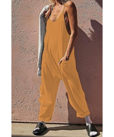 One Piece Jumpsuits for Women Loose Spaghetti Strap Romper Hot Shot Onesie Sleeveless Baggy Overalls with Pockets Brown $17.9...