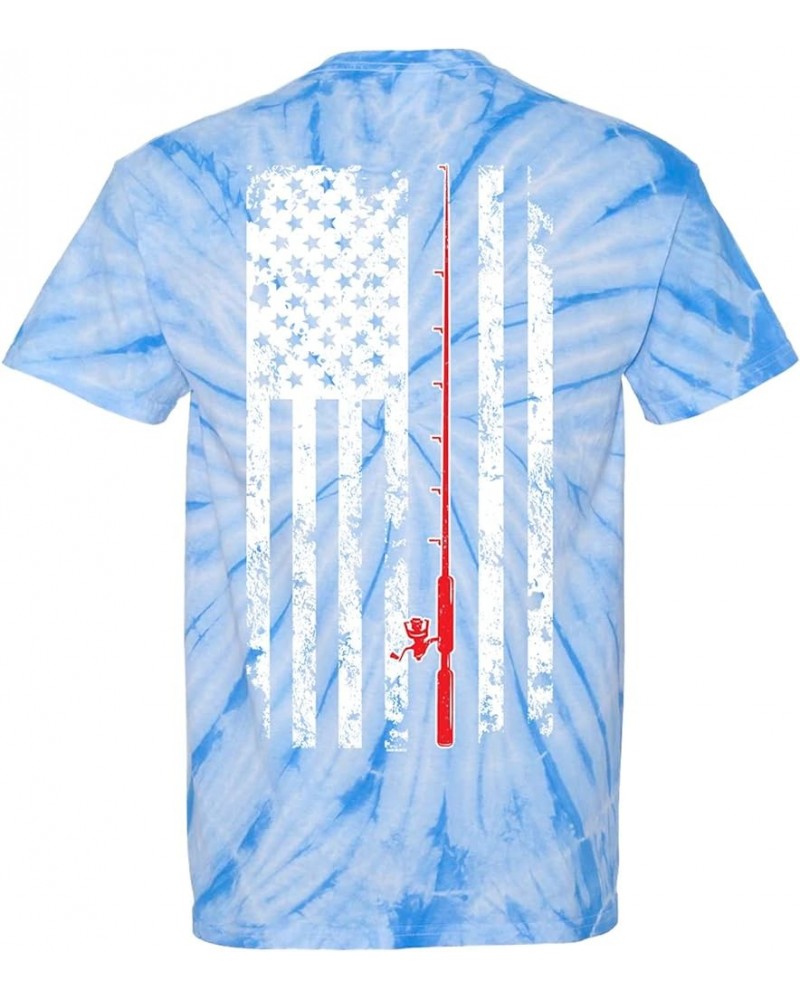 Fishing Pole American Flag - Fisherman USA Men's T-Shirt Columbia Tie Dye - Back Print $12.69 T-Shirts