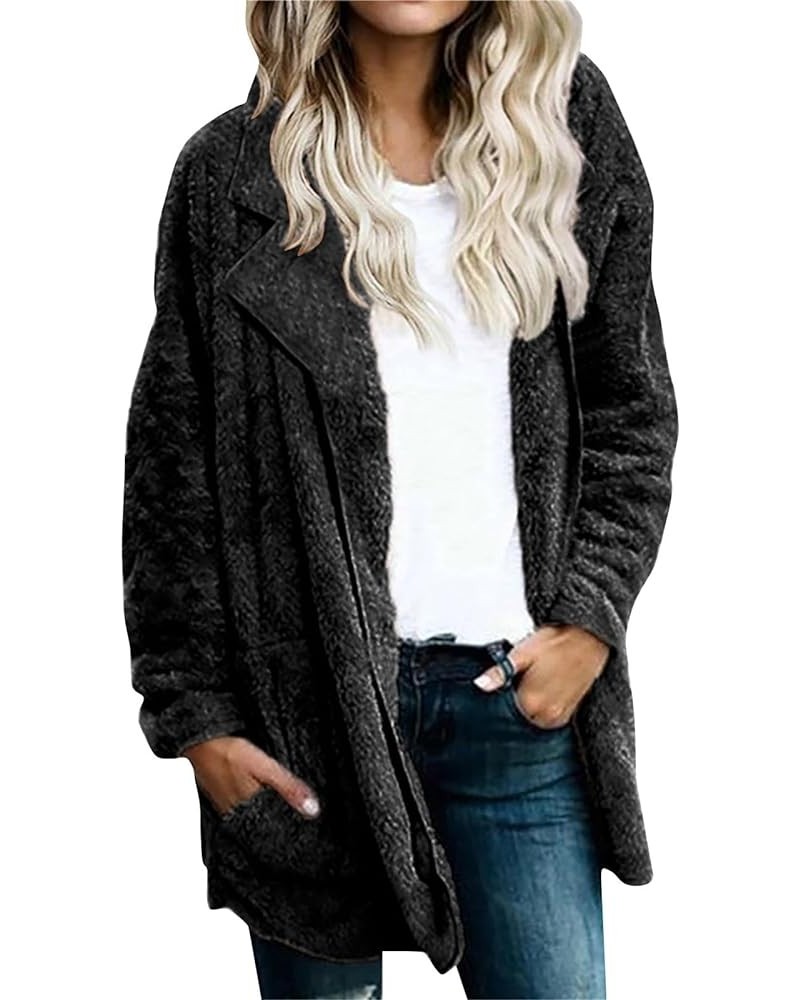 Long Winter Coats for Women Winter Jackets Faux Short Plush Long Sleeve Open Front Warm Casual Jacket Coat Outwear Jackets 5-...