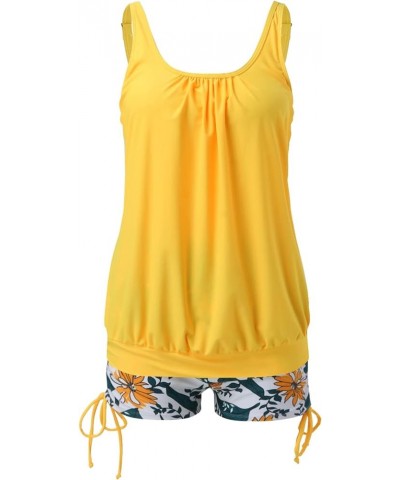 Adult Womens Swim Shirt Tankini Swimsuits for Women 2 Piece Bathing Suits Tops with Boyshorts Swimsuit Women Yellow $9.06 Swi...