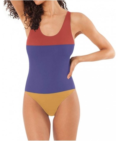 Womens One Piece Monokini Swimsuit Sexy Backless Retro Bathing Suit Armenian Flag $11.25 Swimsuits