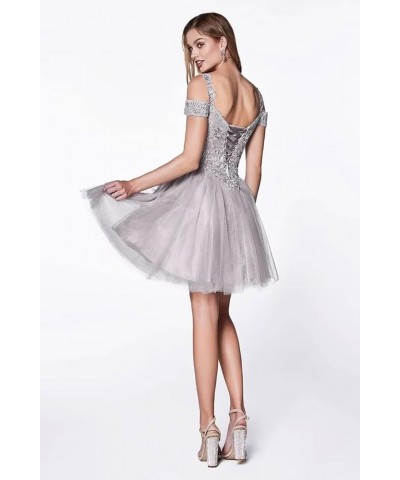 Tulle Cold Shoulder Homecoming Dresses Sparkly Lace Appliques Sweetheart Short Cocktail Party Prom Dresses Khaki $37.69 Dresses