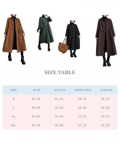 Womens Fleece Lined Corduroy Shacket Button Down Long Jacket Warm Coat Lapel Collar with Side Pockets Dark Green $26.46 Jackets