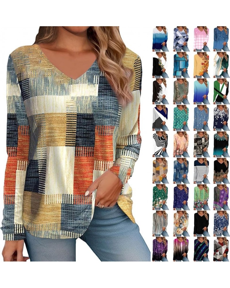 Women's 2023 Fall Long Sleeve V Neck Shirts Casual Lightweight Sweatshirts Loose Blouse Tunic Tops with Leggings H-white $7.9...