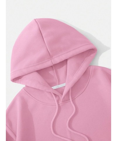 Women's Drawstring Plain Basic Crop Top Hoodie Casual Hooded Sweatshirt Pullover Pink $13.25 Hoodies & Sweatshirts