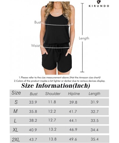 Women's 2024 Casual Summer Sleeveless Jumpsuits Crewneck Tie Waist Tank Top Short Romper Pajama with Pockets Dark Green $14.7...