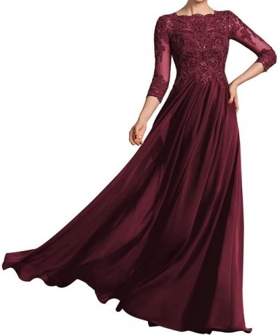 Wedding Guest Dresses for Women Lace Applique Mother of The Bride Dresses 3/4 Sleeves Mother of The Groom Dresses Long Hot Pi...