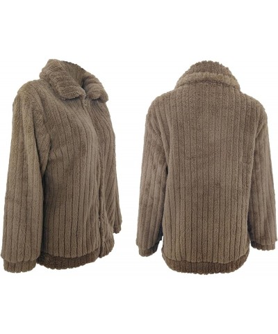 Ingredientp 2023 Fall Furry Cardigan Lapel Jacket Short Jacket Zipper Winter Warm Plush Fleece Casual Coat Top Khaki $15.90 C...