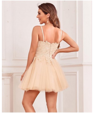 Sheer V Neck Homecoming Dresses Short for Teens Lace Appliques A-Line Sparkly Tulle Formal Cocktail Gown Sage Green $48.12 Dr...