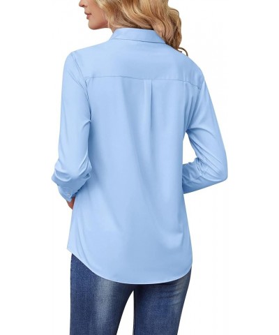 Wrinkle Free Womens Button Down Shirts for Women Long Sleeve Stretch Business Office Formal Work Blouses Tops Light Blue $10....