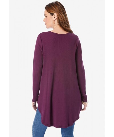 Women's Plus Size V-Neck Thermal Tunic Cinnamon $21.48 Tops