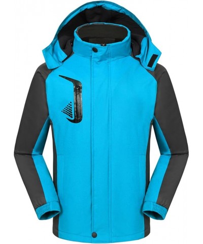 Womens Winter Coats With Hood Outdoor Sports Windproof Warm Hoodie Jackets Color Patchwork Zipper Rainproof Outwear 01-blue $...