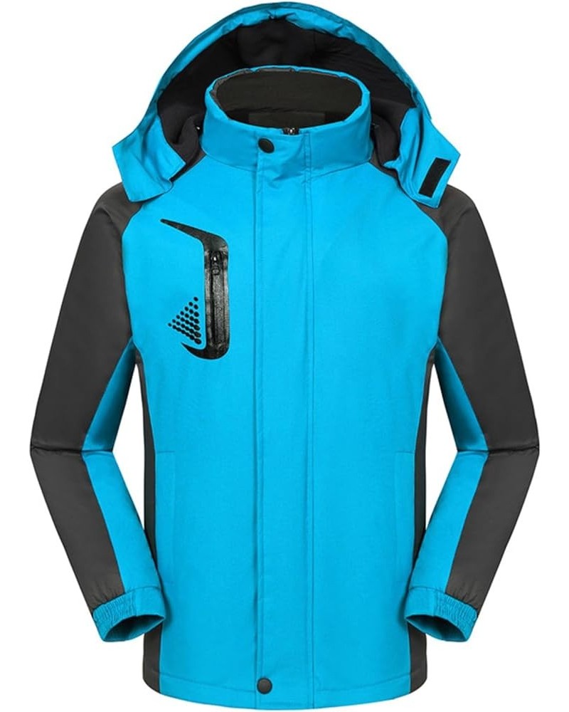 Womens Winter Coats With Hood Outdoor Sports Windproof Warm Hoodie Jackets Color Patchwork Zipper Rainproof Outwear 01-blue $...