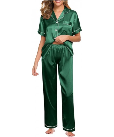 Silk Pajamas for Women Plus Size Dresses Pajama Sets Soft Shorts Long Sleeve Satin Pajamas Women Plus Size Green $8.14 Sleep ...