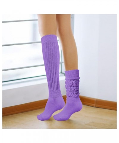 Slouch Socks Women 3 Pairs Scrunch Knit Knee High Boot Socks Size 6-11 Light Purple-green-orange $12.73 Activewear