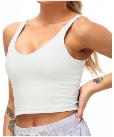 Sports Bra for Women Longline Padded Bra Yoga Crop Tank Tops Fitness Workout Running Top Off-white $11.24 Lingerie