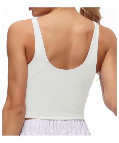 Sports Bra for Women Longline Padded Bra Yoga Crop Tank Tops Fitness Workout Running Top Off-white $11.24 Lingerie