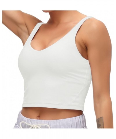 Sports Bra for Women Longline Padded Bra Yoga Crop Tank Tops Fitness Workout Running Top Off-white $11.24 Lingerie