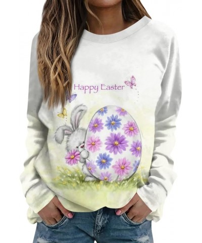 Easter Outfit Women Casual Loose Crew Neck Sweatshirts Long Sleeve Pullover Easter Eggs Bunny Print Shirts C-green $10.54 Hoo...