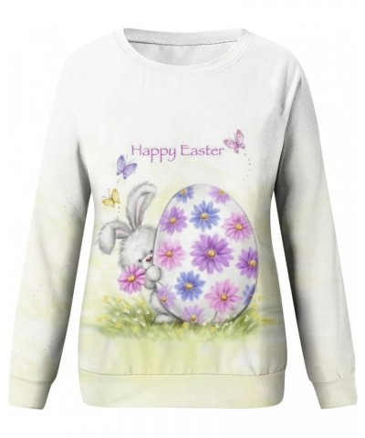 Easter Outfit Women Casual Loose Crew Neck Sweatshirts Long Sleeve Pullover Easter Eggs Bunny Print Shirts C-green $10.54 Hoo...