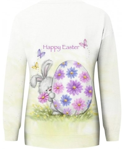 Easter Outfit Women Casual Loose Crew Neck Sweatshirts Long Sleeve Pullover Easter Eggs Bunny Print Shirts C-green $10.54 Hoo...