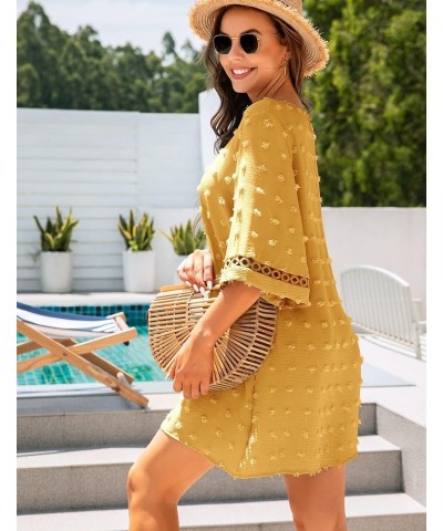 Women's Swimsuit Beach Cover Up Shirt Bikini Beachwear Bathing Suit Summer Beach Sun Dress Yellow $16.50 Swimsuits