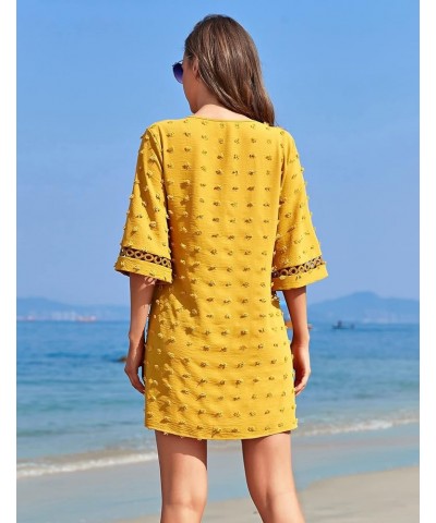 Women's Swimsuit Beach Cover Up Shirt Bikini Beachwear Bathing Suit Summer Beach Sun Dress Yellow $16.50 Swimsuits