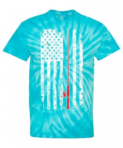 Fishing Pole American Flag - Fisherman USA Men's T-Shirt Turquoise Tie Dye $12.69 T-Shirts