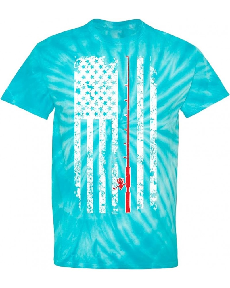 Fishing Pole American Flag - Fisherman USA Men's T-Shirt Turquoise Tie Dye $12.69 T-Shirts