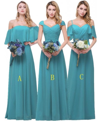 Chiffon Bridesmaid Dresses Long for Women Girls to Wedding Party Gown Turquoise B $33.00 Dresses