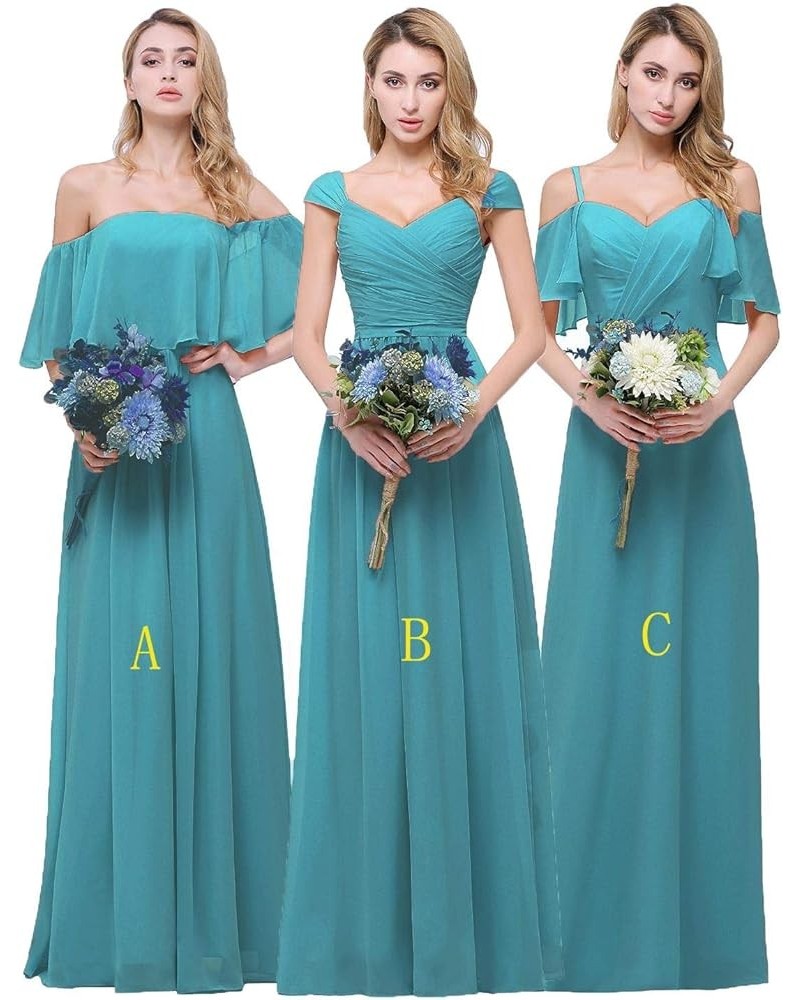 Chiffon Bridesmaid Dresses Long for Women Girls to Wedding Party Gown Turquoise B $33.00 Dresses