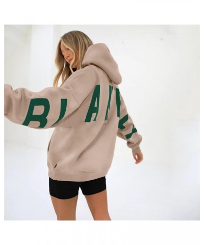 Womens Trendy Pullover Sweatshirt Women Winter Casual Letter Print Hoodies Plus Size Long Sleeve Pullover Sweatshirt A-khaki3...