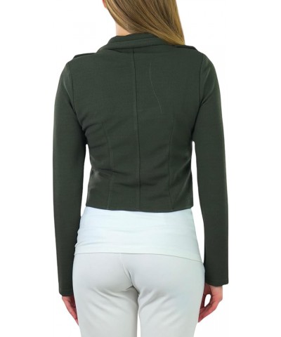 Women's Long Sleeve Zip-Up and Button-Up Form Fitting Blazers Long Sleeve Double Zip - Olive $12.40 Blazers