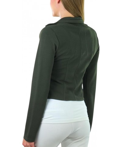 Women's Long Sleeve Zip-Up and Button-Up Form Fitting Blazers Long Sleeve Double Zip - Olive $12.40 Blazers