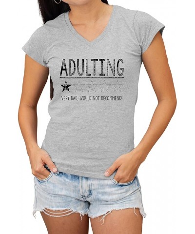 Adulting 1 Star Very Bad Would Not Recommend Funny Women V Neck T-Shirt Women Heather Grey $12.92 T-Shirts