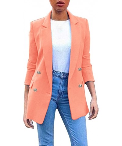 Ladies Long Sleeve Solid Lapel Jacket Ladies Business Suit Cardigan Jacket Womens Sweater Coat Plus Size Pink $11.31 Blazers