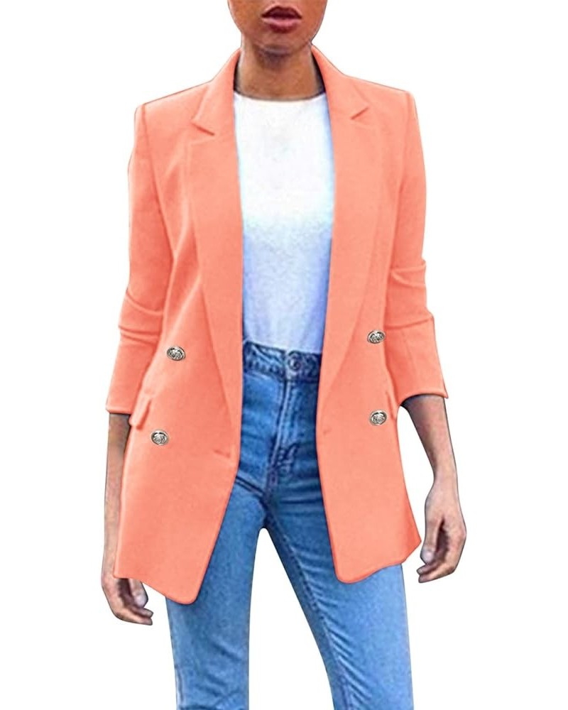 Ladies Long Sleeve Solid Lapel Jacket Ladies Business Suit Cardigan Jacket Womens Sweater Coat Plus Size Pink $11.31 Blazers