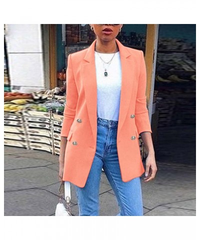 Ladies Long Sleeve Solid Lapel Jacket Ladies Business Suit Cardigan Jacket Womens Sweater Coat Plus Size Pink $11.31 Blazers