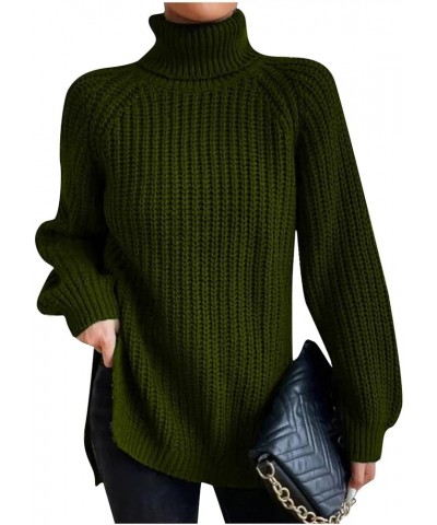 Fall Sweaters for Women Trendy Chunky Knit Open Front Cardigan Button Down Long Sleeve Shirt Loose Plus Size Tops E-dark Gree...