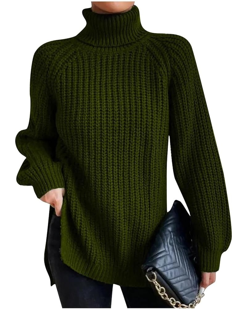 Fall Sweaters for Women Trendy Chunky Knit Open Front Cardigan Button Down Long Sleeve Shirt Loose Plus Size Tops E-dark Gree...