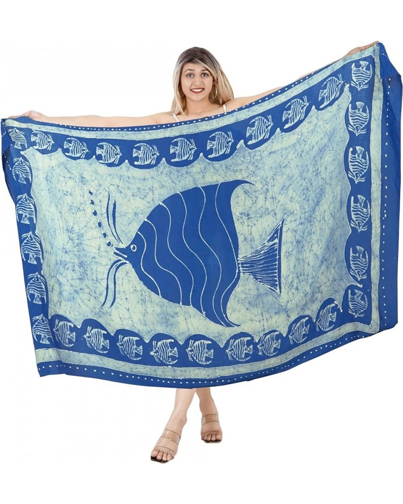 Women's Summer Wrap Dashiki Batik Sarong Swimwear Pareo Beach Dress Vacation Long Bikini Swimsuit Cover Up for Women Cobalt, ...