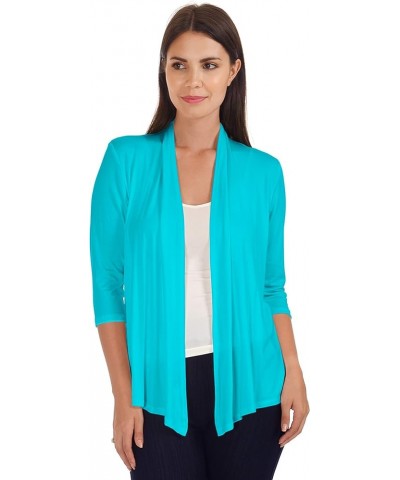 DFF Shop Women's Assymetrical Boyfriend Open 3/4 Sleeve Cardigan (Size: S- 5X) Mint $14.40 Sweaters