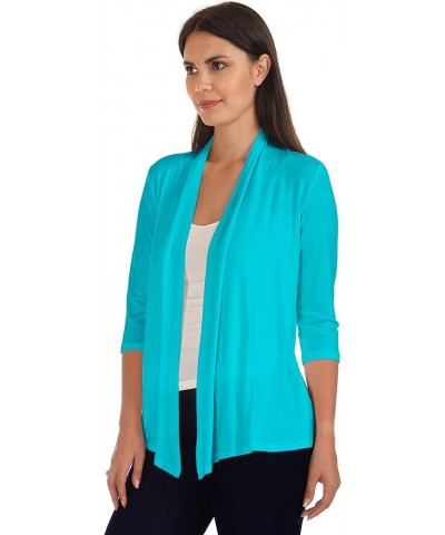 DFF Shop Women's Assymetrical Boyfriend Open 3/4 Sleeve Cardigan (Size: S- 5X) Mint $14.40 Sweaters