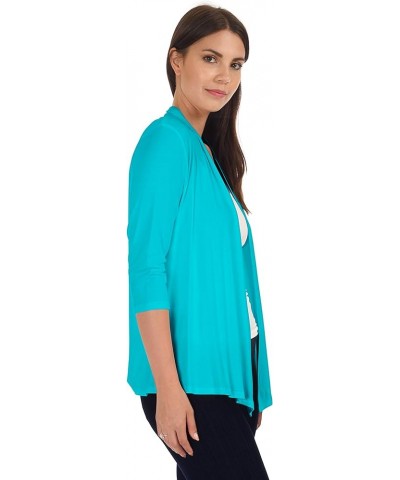 DFF Shop Women's Assymetrical Boyfriend Open 3/4 Sleeve Cardigan (Size: S- 5X) Mint $14.40 Sweaters