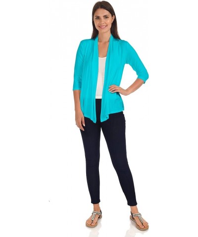 DFF Shop Women's Assymetrical Boyfriend Open 3/4 Sleeve Cardigan (Size: S- 5X) Mint $14.40 Sweaters