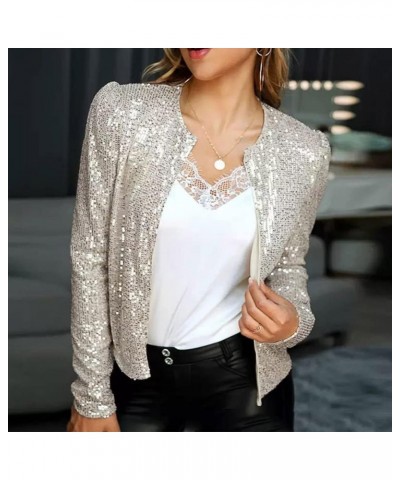 Women's Cardigan Long Sleeve Full Sequins Open Front Jacket Womens Shiny Party Tops Cardigan XX-Large Black $10.79 Sweaters